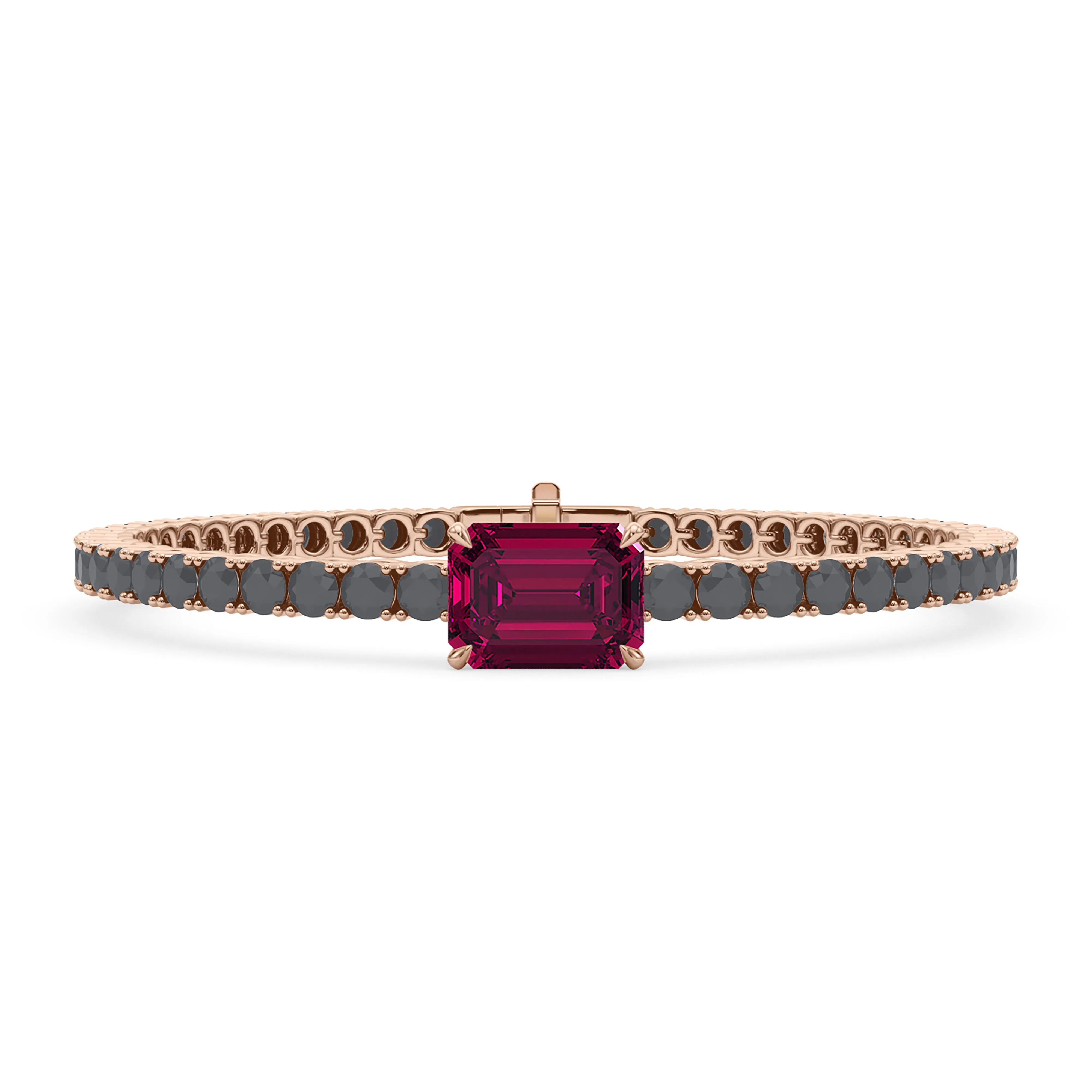 Black Diamond & Birthstone Tennis Bracelet