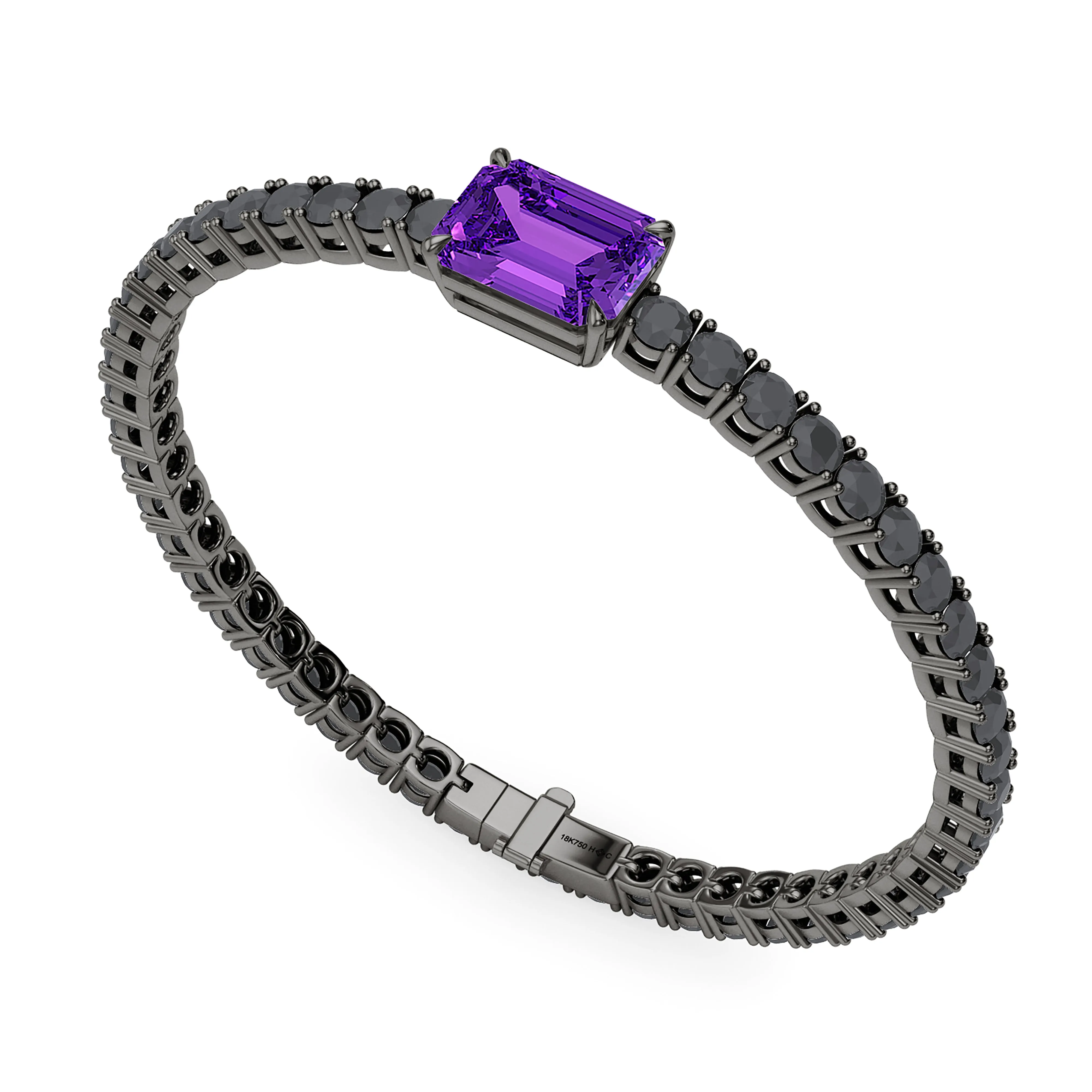 Black Diamond & Birthstone Tennis Bracelet