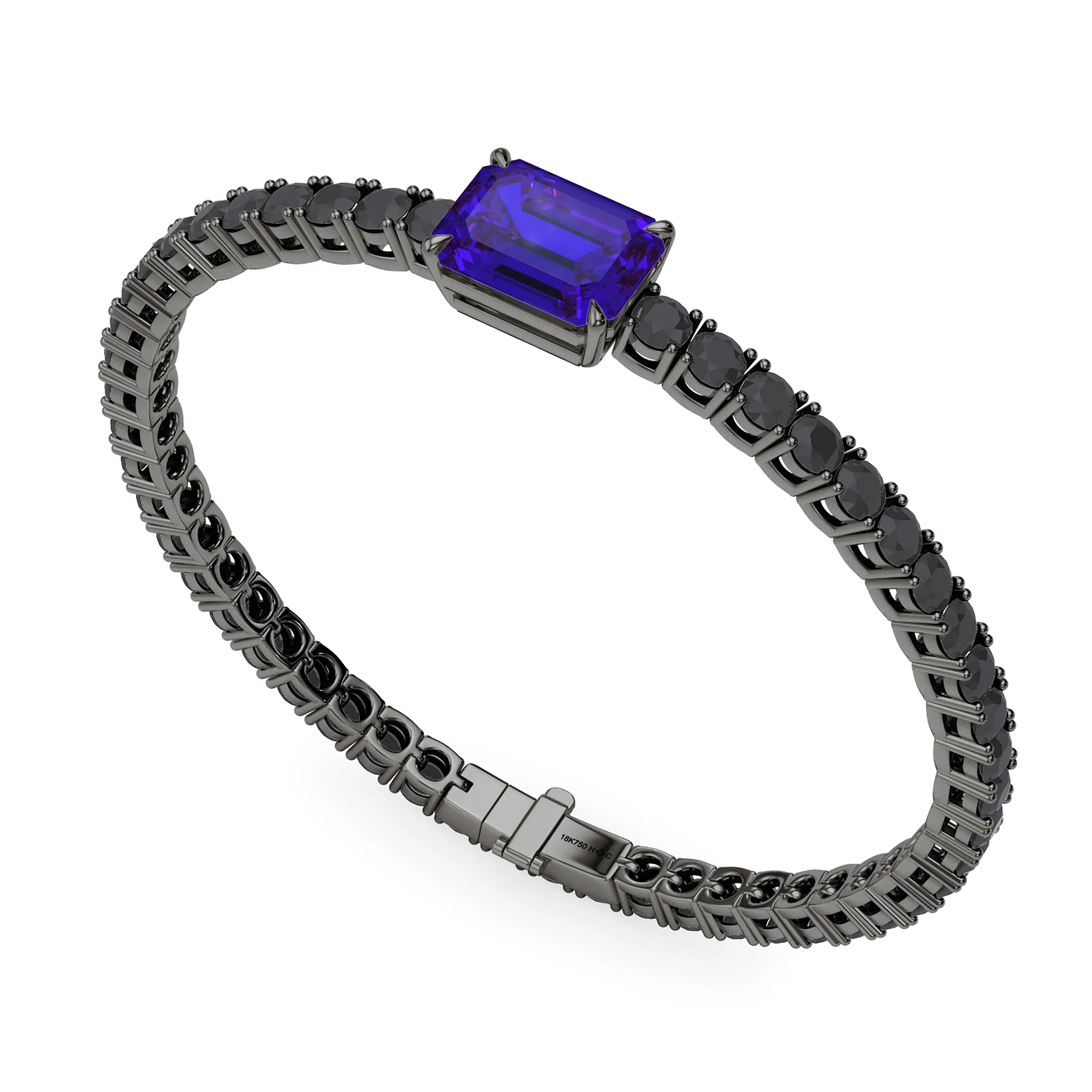 Black Diamond & Birthstone Tennis Bracelet