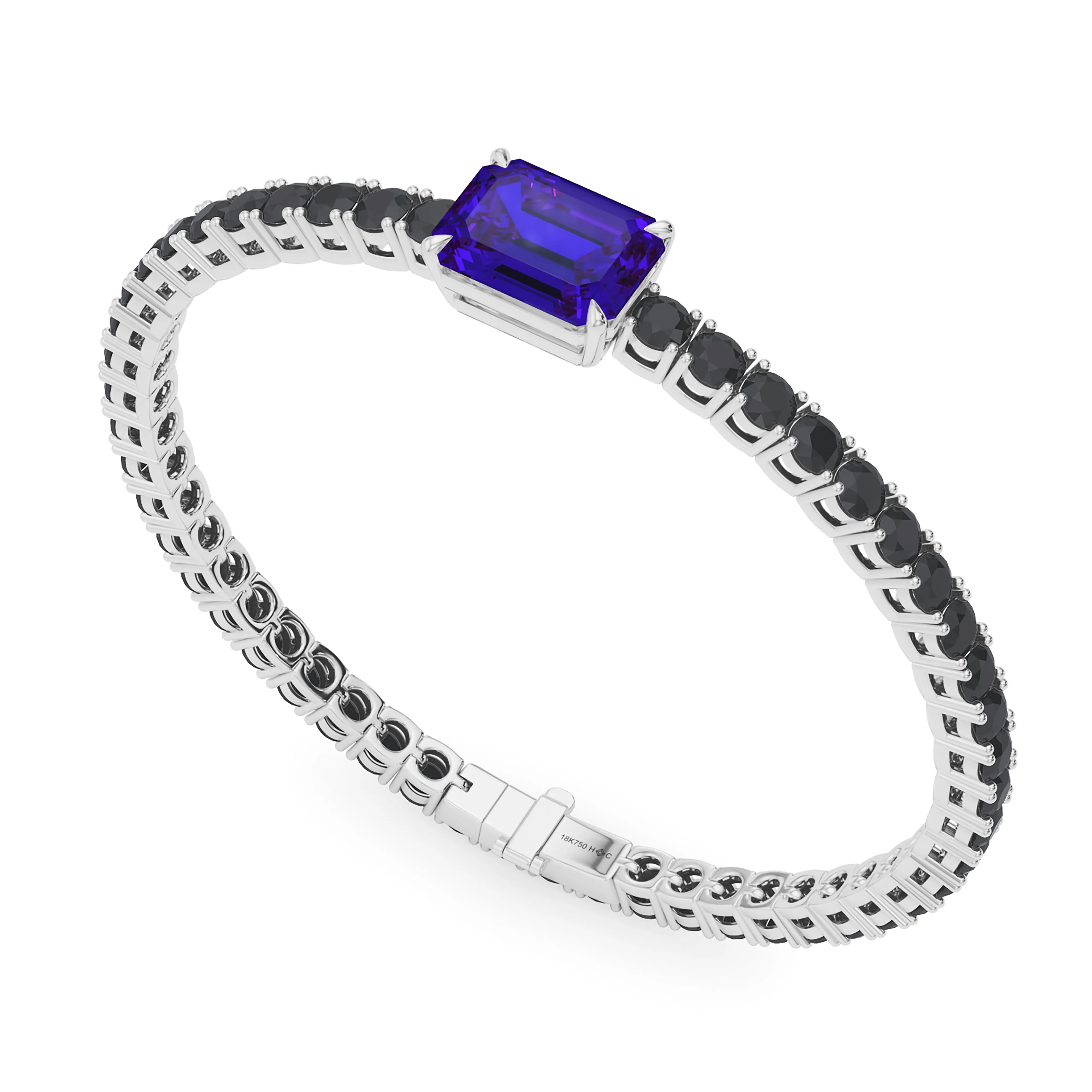 Black Diamond & Birthstone Tennis Bracelet