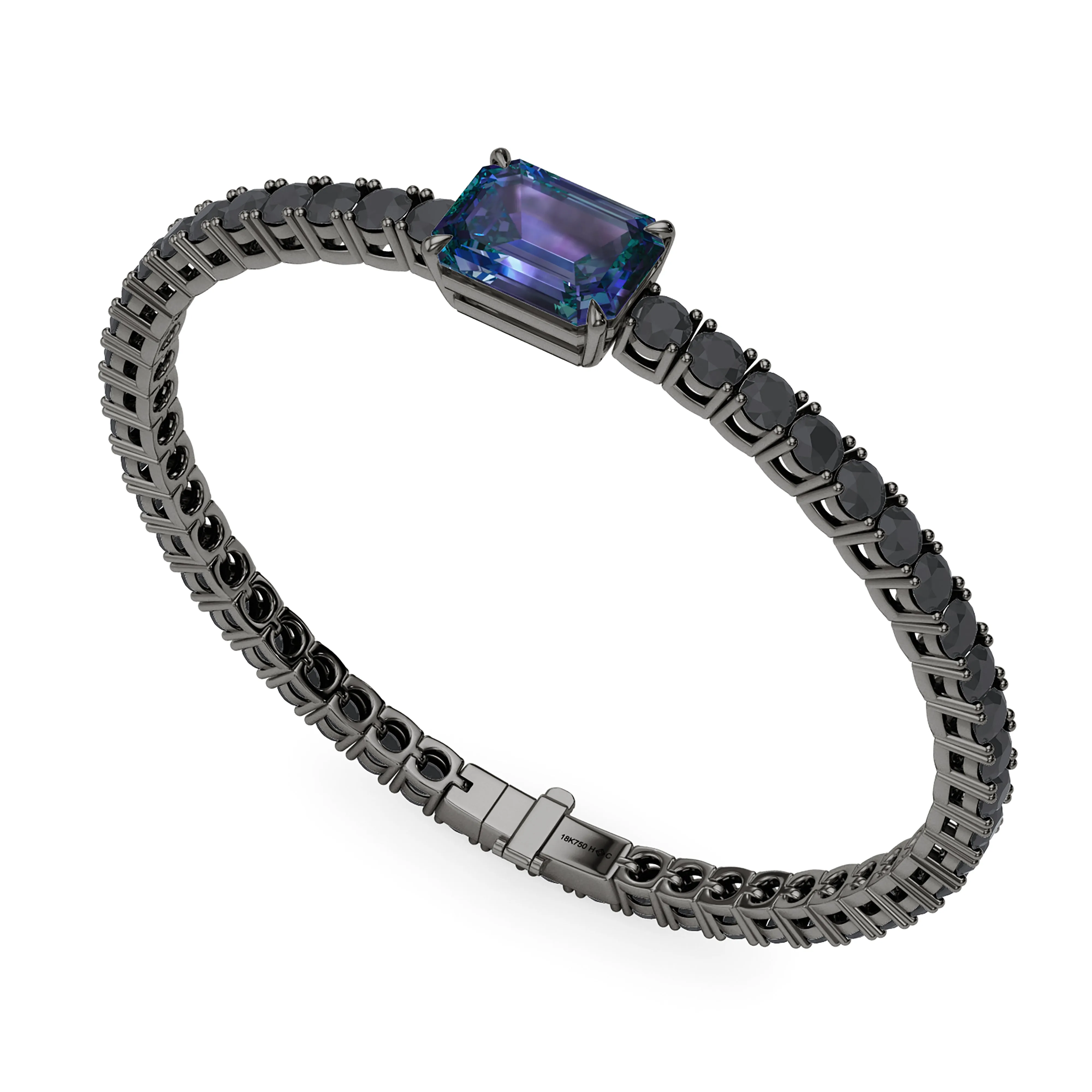 Black Diamond & Birthstone Tennis Bracelet