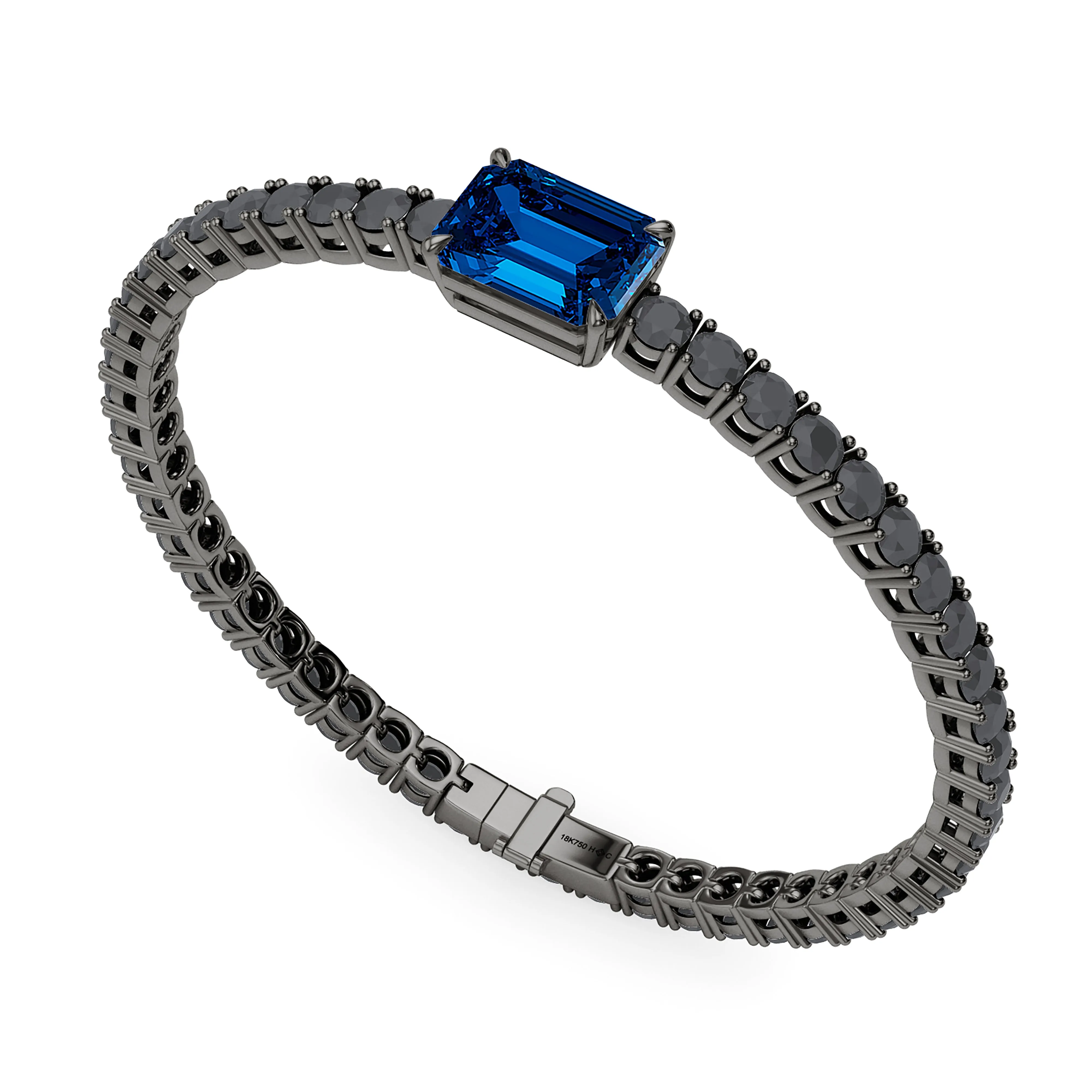 Black Diamond & Birthstone Tennis Bracelet