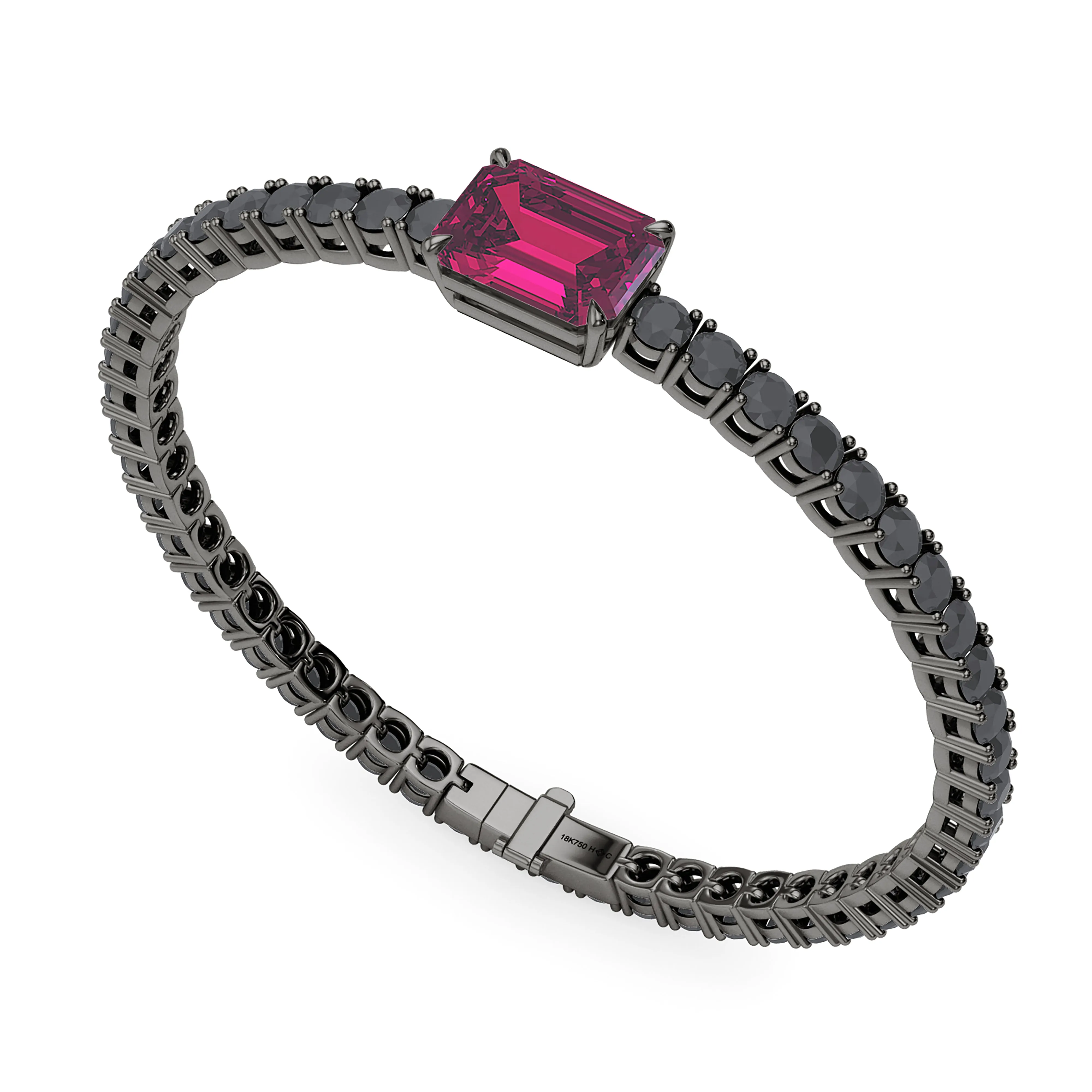 Black Diamond & Birthstone Tennis Bracelet