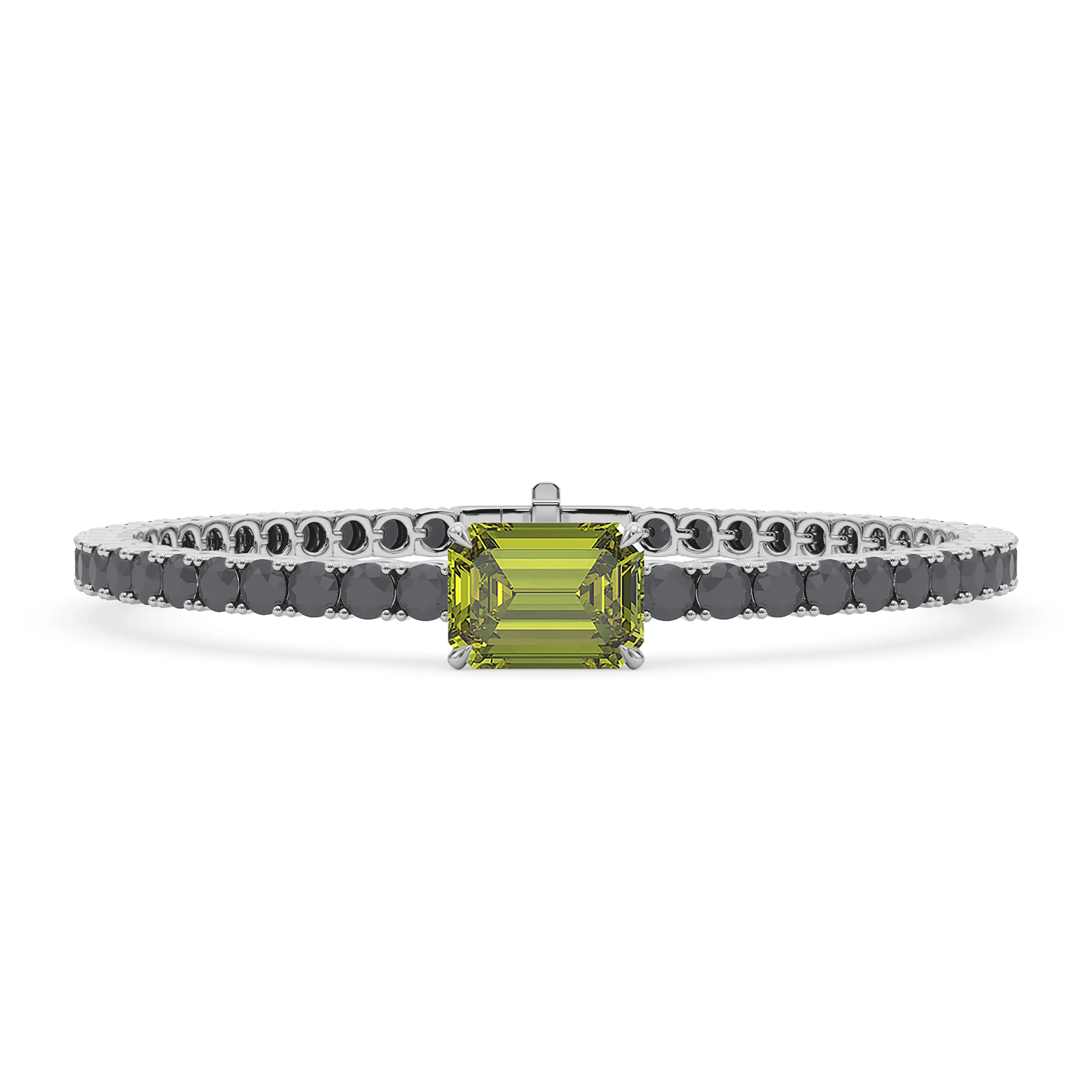 Black Diamond & Birthstone Tennis Bracelet