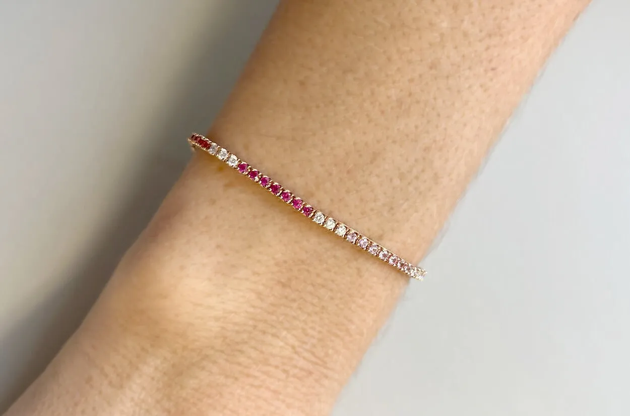 Bracelet 18kt Gold Sapphires & Diamonds Tennis