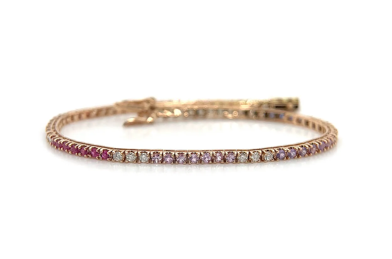 Bracelet 18kt Gold Sapphires & Diamonds Tennis