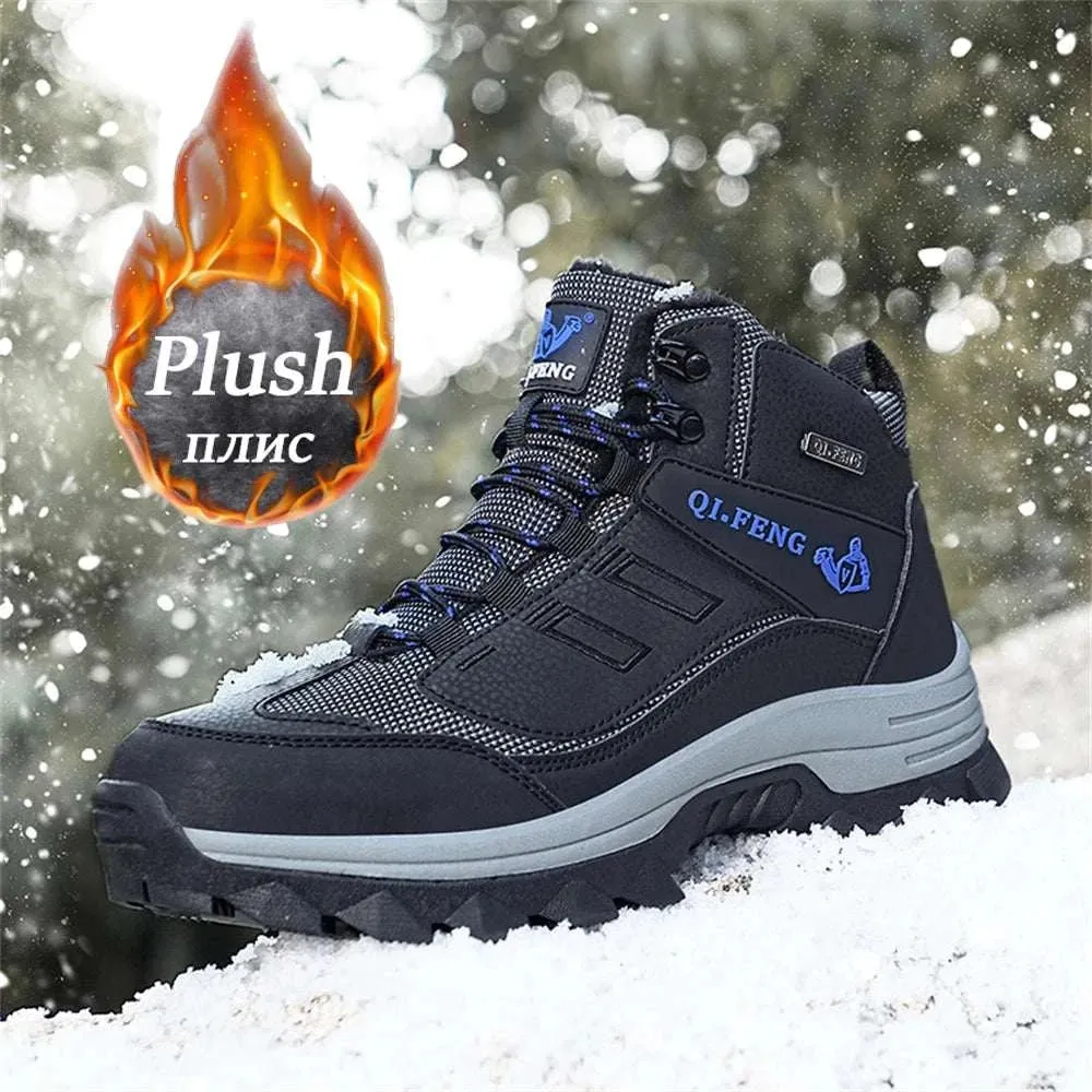 Brand Men Winter Snow Boots Waterproof Sneakers Plush Warm High Top Men's Boots Outdoor Male Hiking Boot Shoe Size 39-47