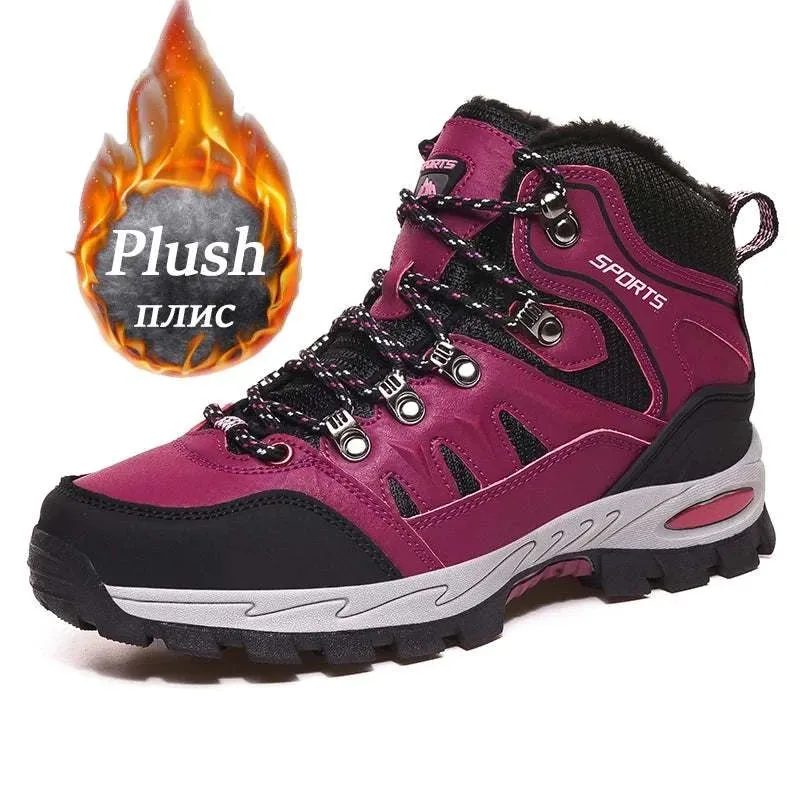 Brand Men Winter Snow Boots Waterproof Sneakers Plush Warm High Top Men's Boots Outdoor Male Hiking Boot Shoe Size 39-47