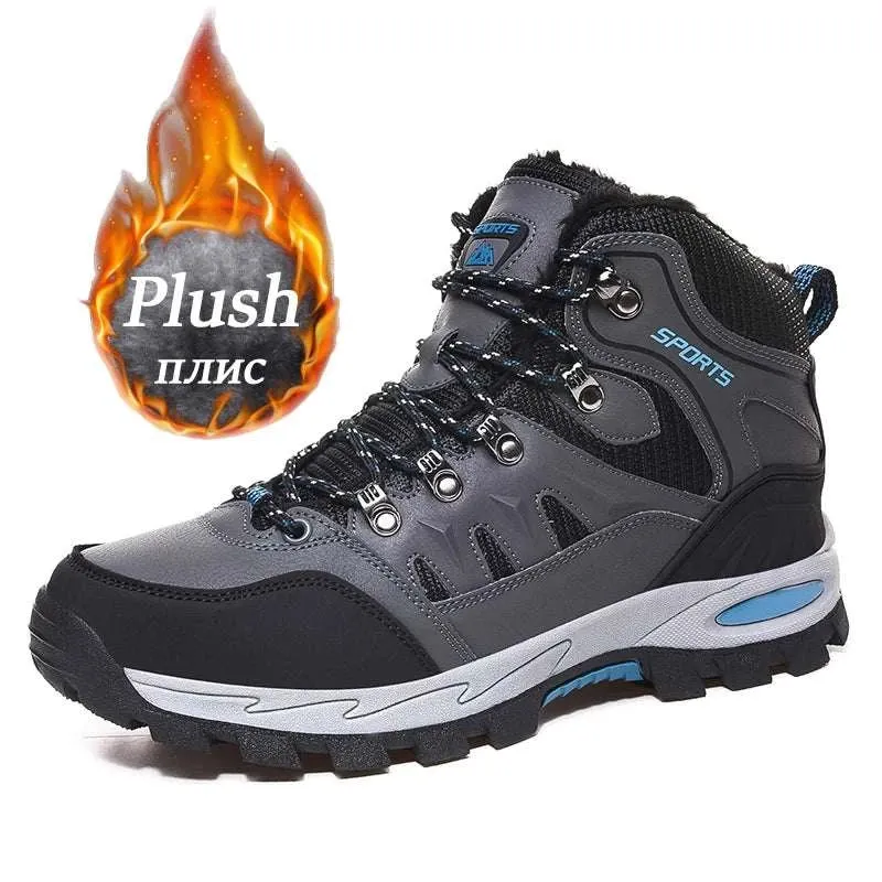 Brand Men Winter Snow Boots Waterproof Sneakers Plush Warm High Top Men's Boots Outdoor Male Hiking Boot Shoe Size 39-47