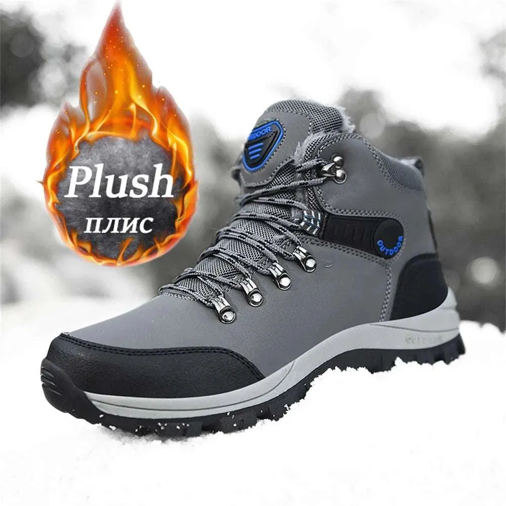 Brand Men Winter Snow Boots Waterproof Sneakers Plush Warm High Top Men's Boots Outdoor Male Hiking Boot Shoe Size 39-47