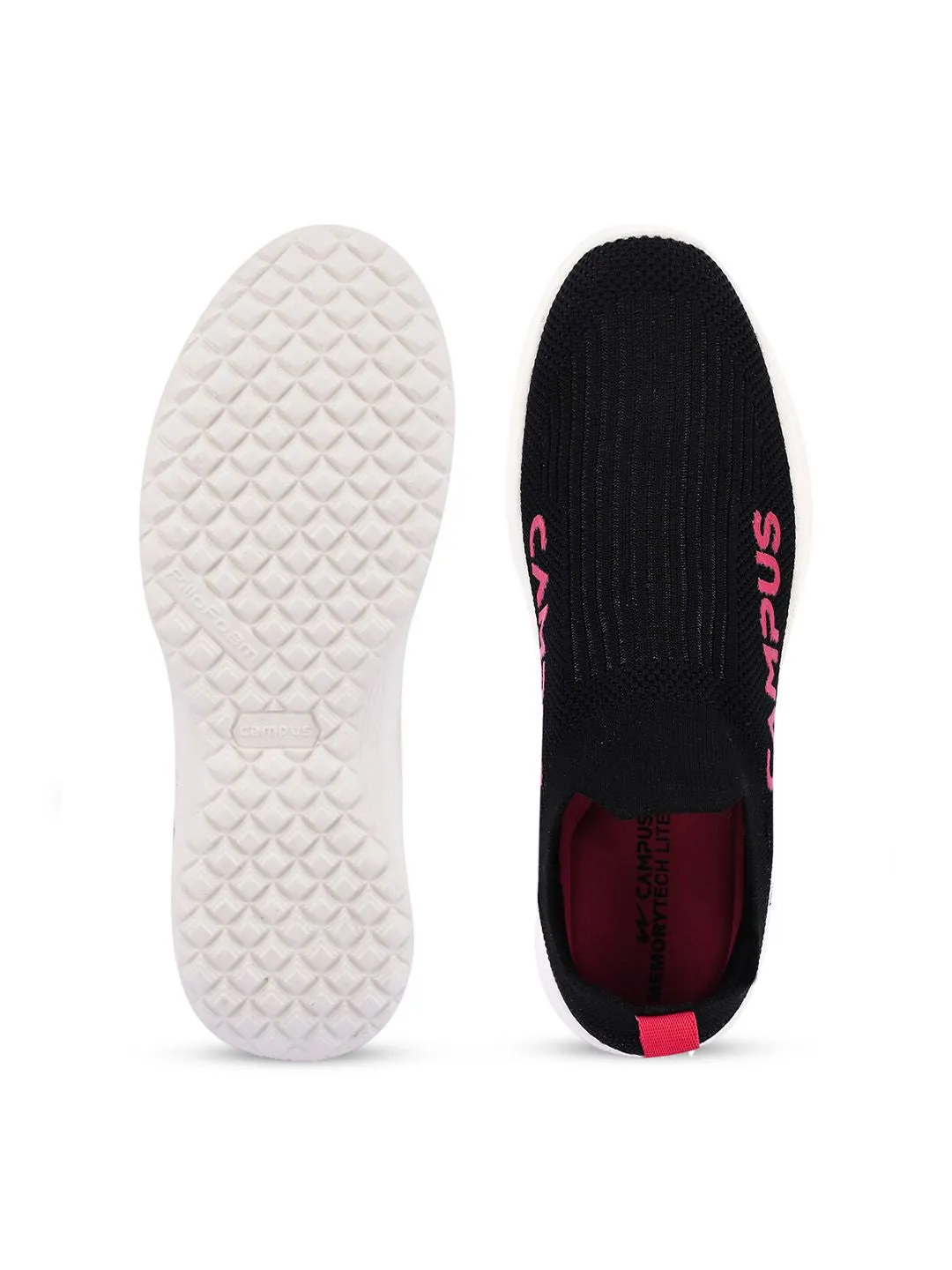 Campus Women Black Mesh Walking Sports Shoes