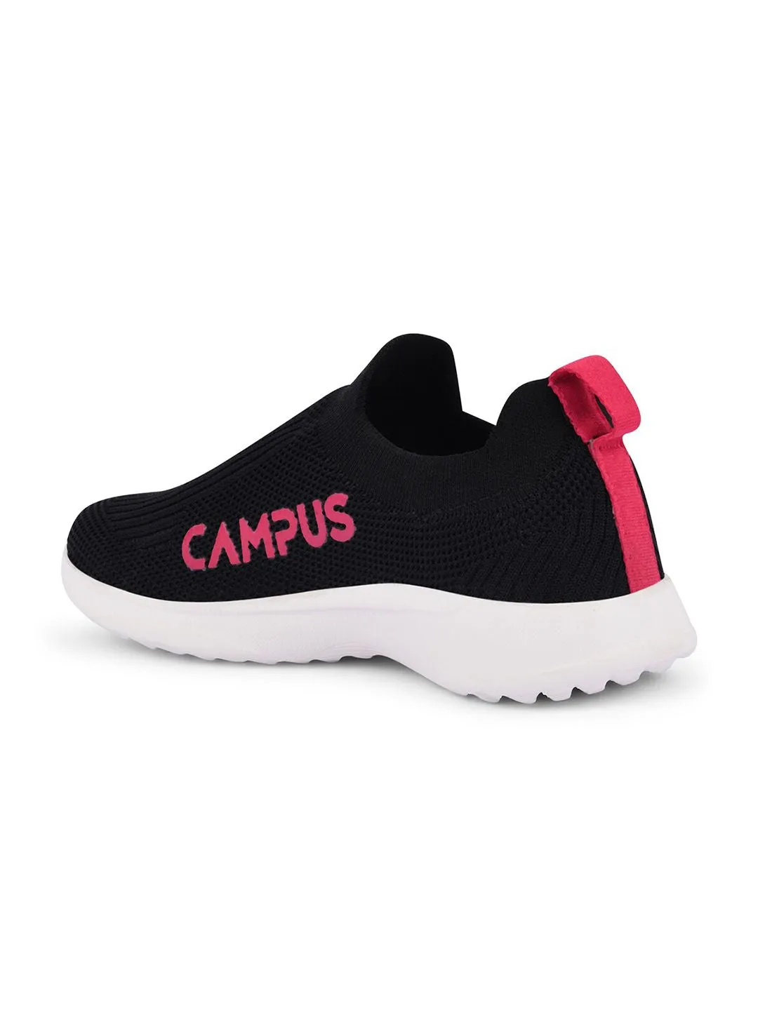 Campus Women Black Mesh Walking Sports Shoes
