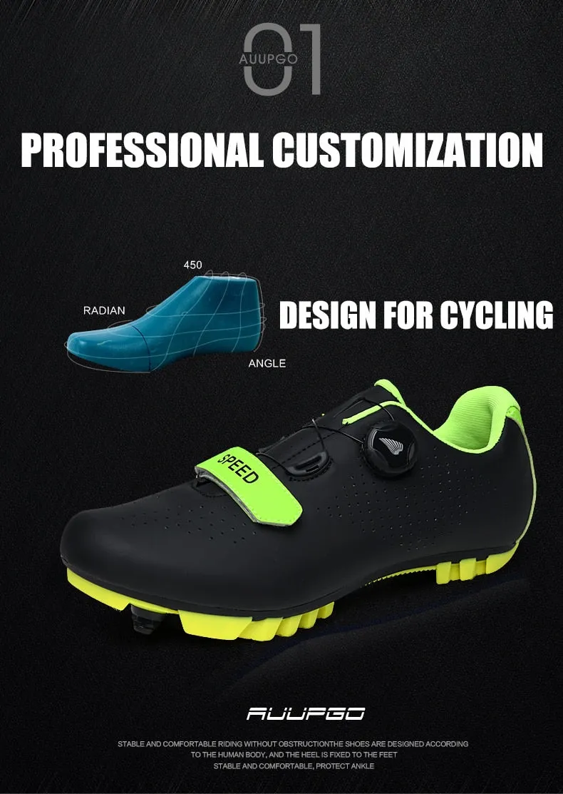 Carbon Fiber Breathable Triathlon Mountain Bike Sneakers Sport Road Racing Bicycle Spin Buckle Cycling Shoes