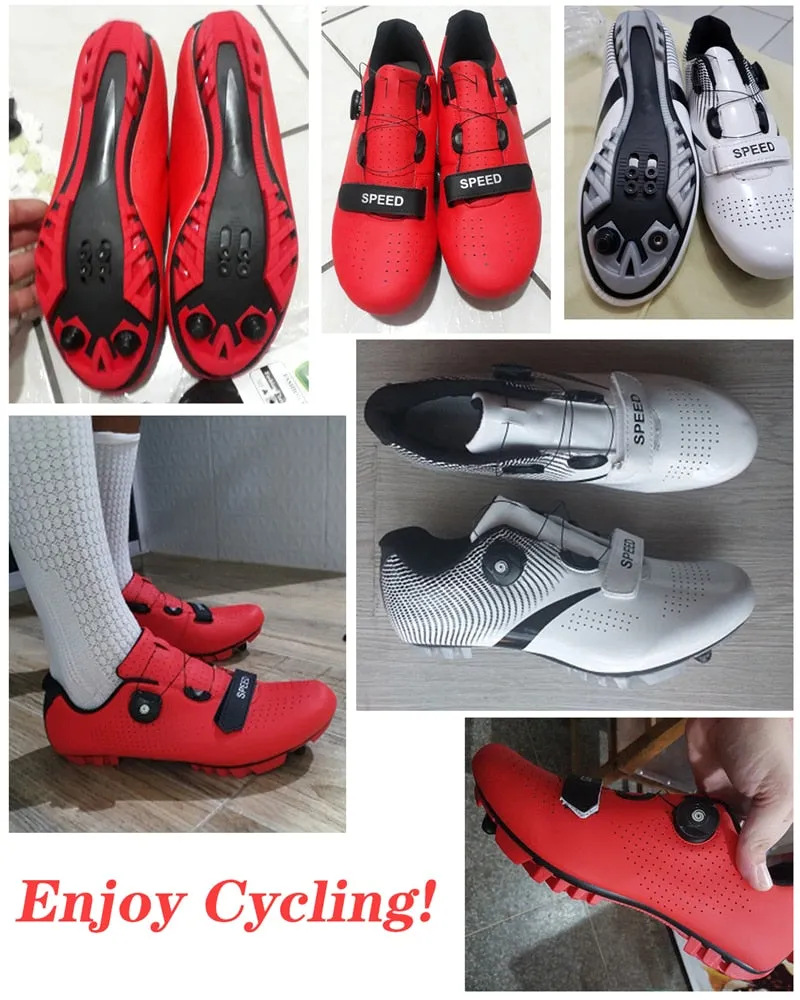 Carbon Fiber Breathable Triathlon Mountain Bike Sneakers Sport Road Racing Bicycle Spin Buckle Cycling Shoes