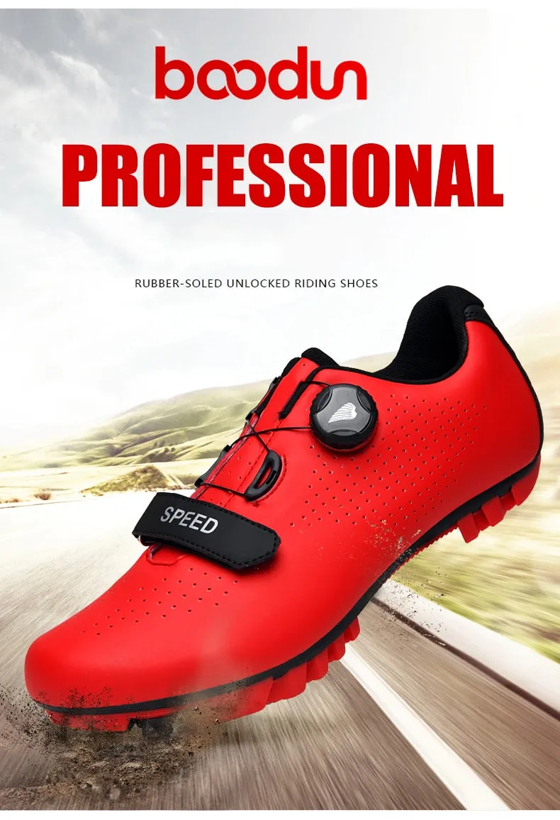 Carbon Fiber Breathable Triathlon Mountain Bike Sneakers Sport Road Racing Bicycle Spin Buckle Cycling Shoes