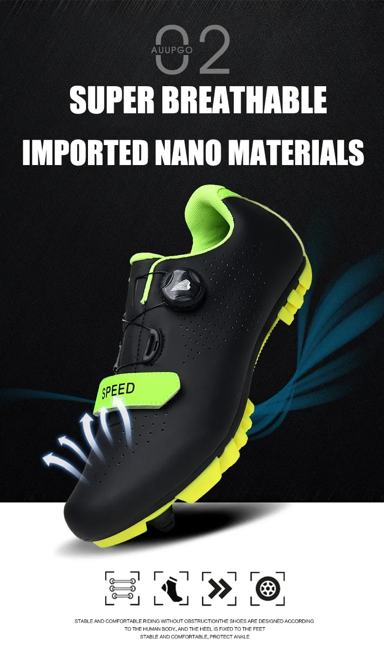 Carbon Fiber Breathable Triathlon Mountain Bike Sneakers Sport Road Racing Bicycle Spin Buckle Cycling Shoes