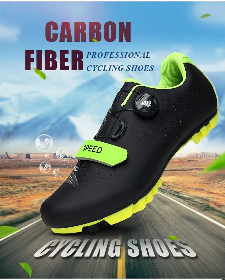 Carbon Fiber Breathable Triathlon Mountain Bike Sneakers Sport Road Racing Bicycle Spin Buckle Cycling Shoes