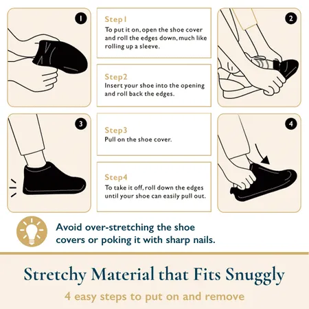 ComfiTime Waterproof Shoe Covers - Shoe Covers for Rain, Non-Slip TPE Rubber Material Stronger than Silicone, Durable and Reusable Shoe Protectors Covers for Men, Women and Kids Indoor/Outdoor, White, S