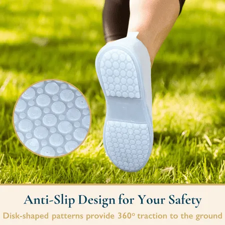 ComfiTime Waterproof Shoe Covers - Shoe Covers for Rain, Non-Slip TPE Rubber Material Stronger than Silicone, Durable and Reusable Shoe Protectors Covers for Men, Women and Kids Indoor/Outdoor, White, S