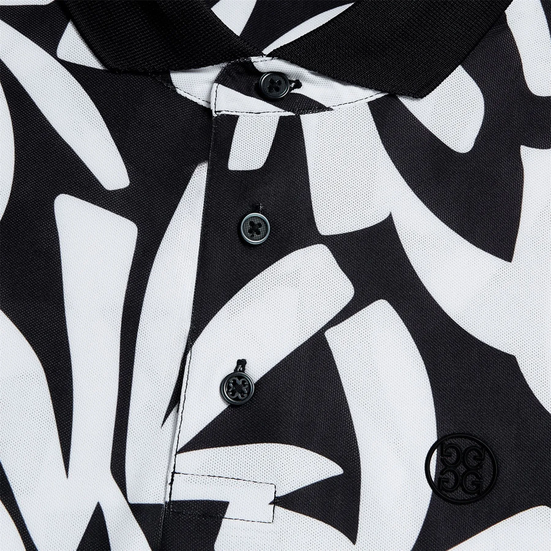 Contrast Palm Tech Pique Polo Onyx - SS24