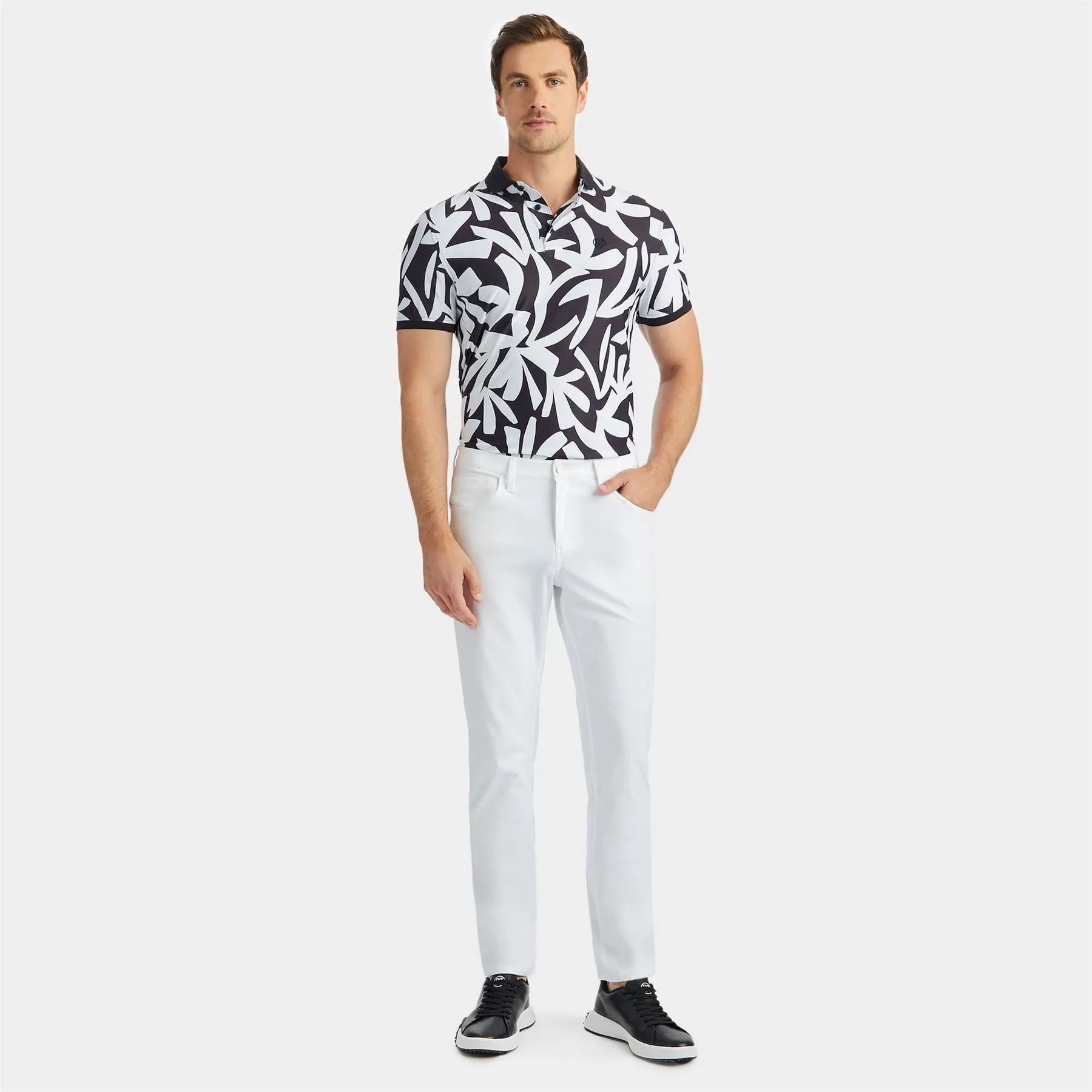 Contrast Palm Tech Pique Polo Onyx - SS24