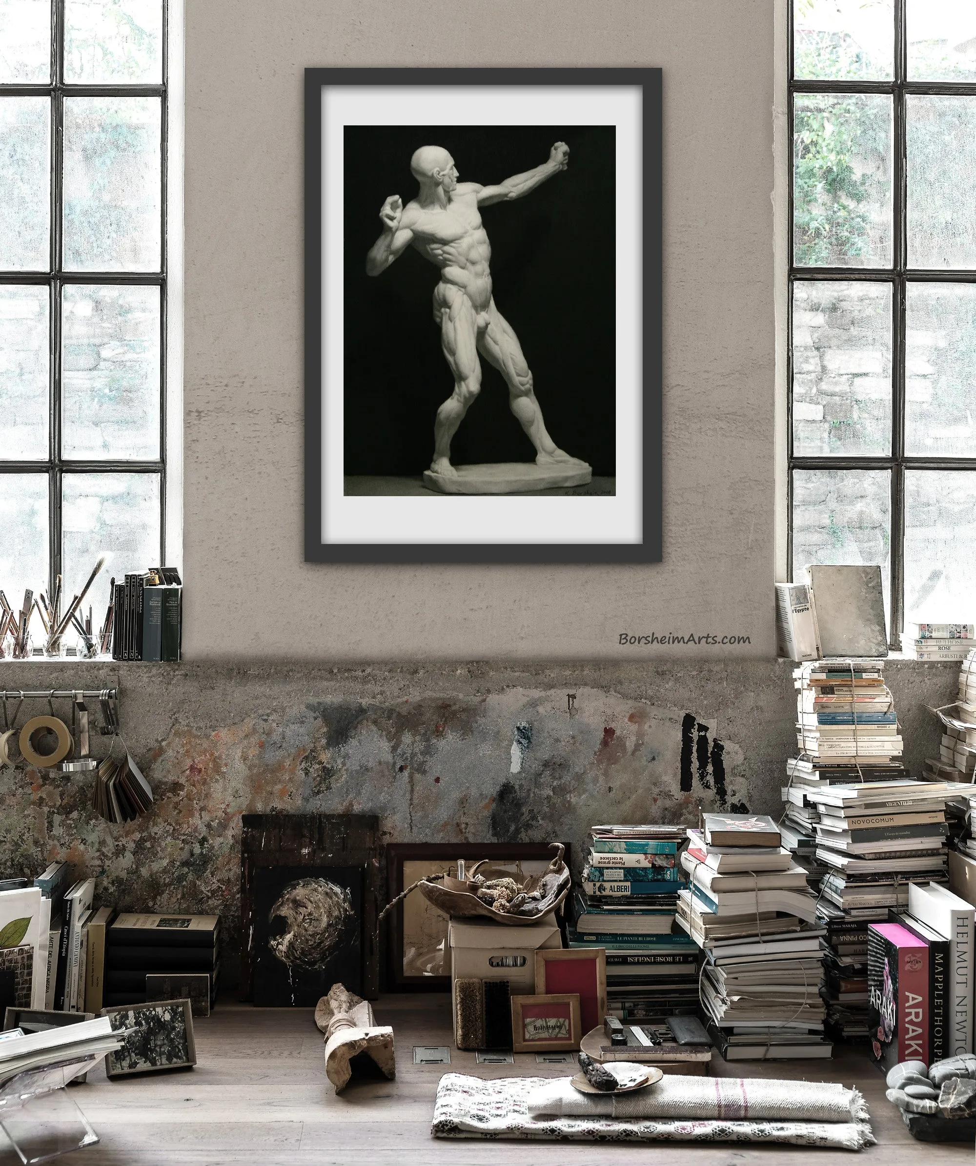 Écorché The Archer Drawing of a Sculpture