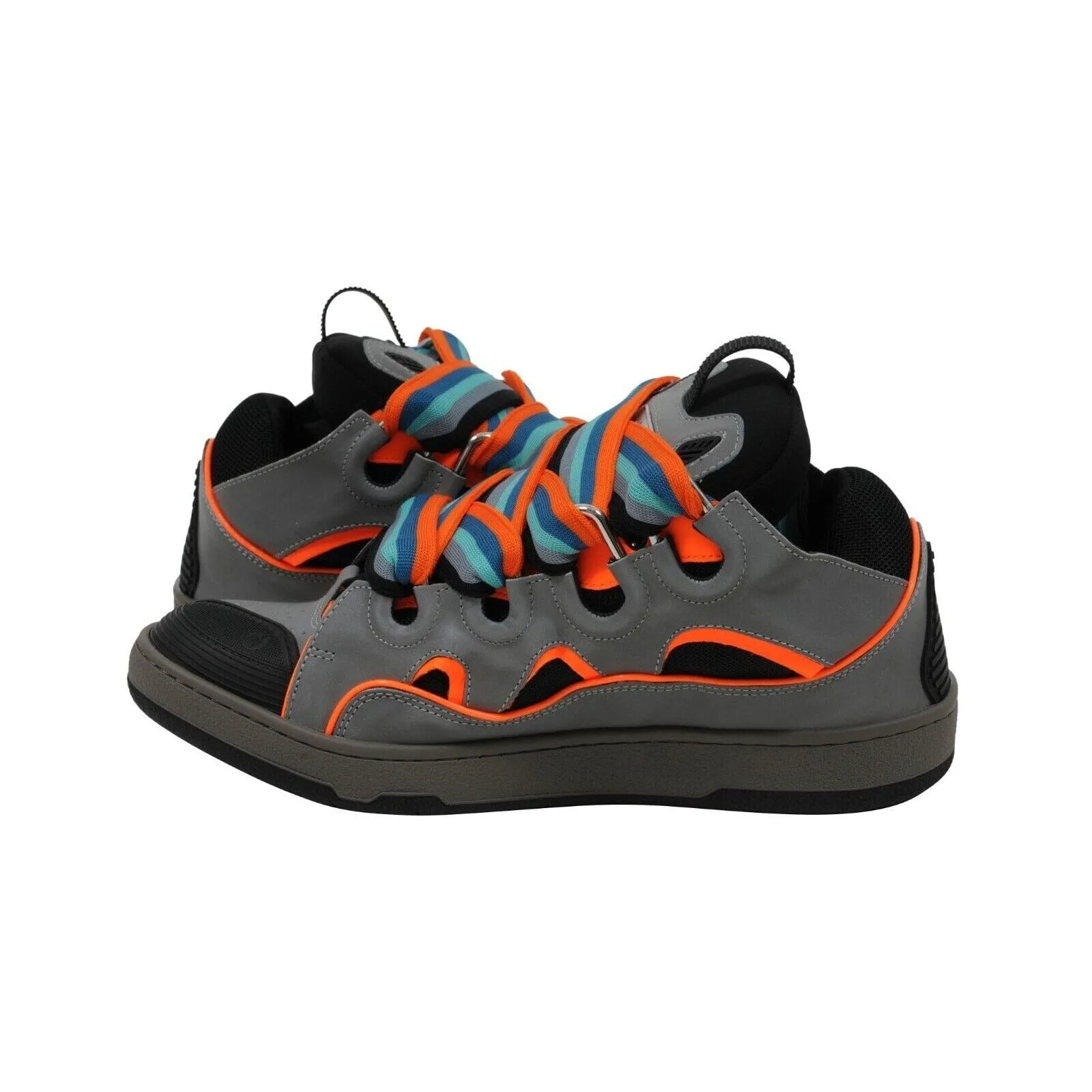 Curb Grey Orange Reflective Wide Skate Sneakers