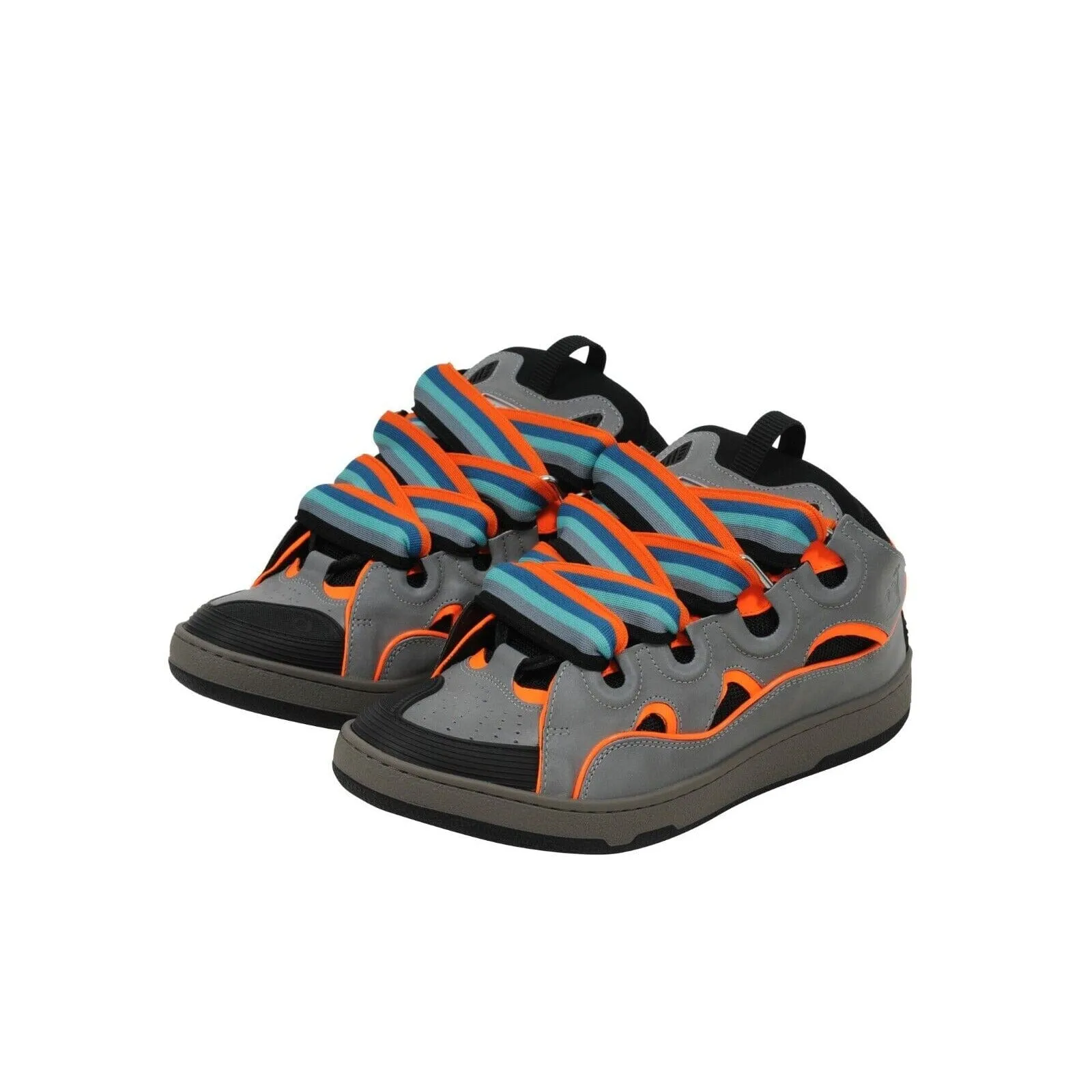 Curb Grey Orange Reflective Wide Skate Sneakers