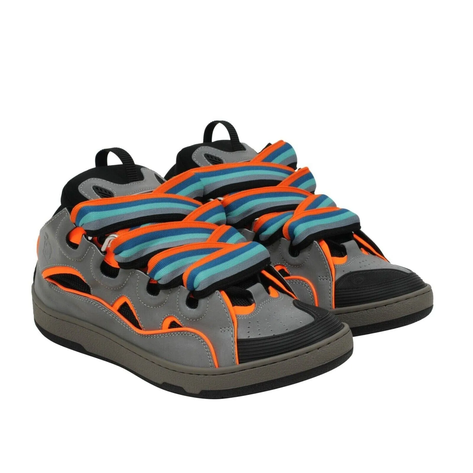 Curb Grey Orange Reflective Wide Skate Sneakers