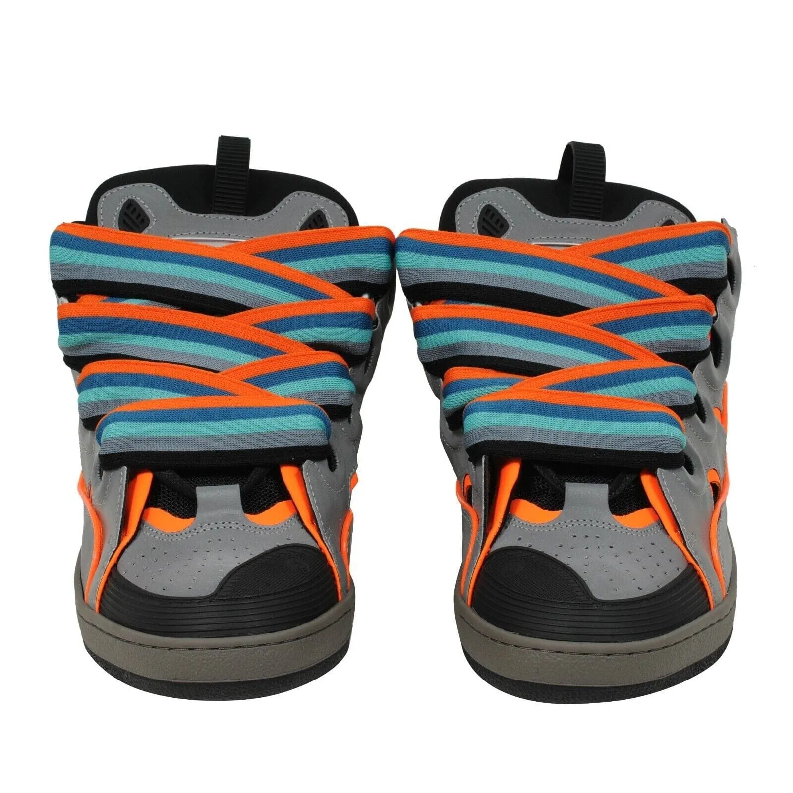 Curb Grey Orange Reflective Wide Skate Sneakers