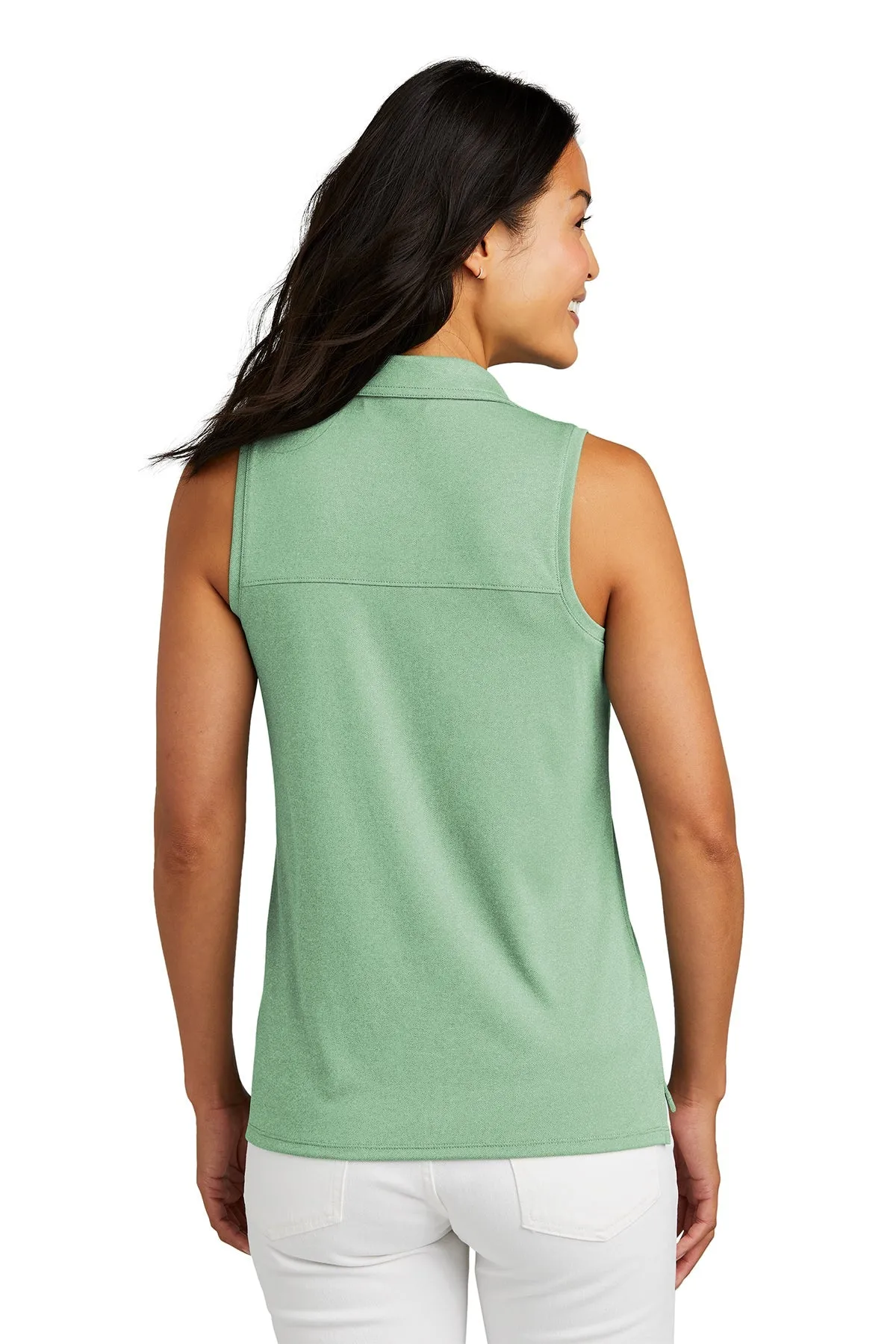 Custom TravisMathew Ladies Coto Performance Sleeveless Polo TM1WX001 Beryl Green Heather