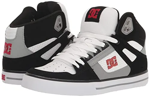 DC Men's Pure High Top Wc Skate Shoes Casual Sneakers, Black/White/RED, 10.5