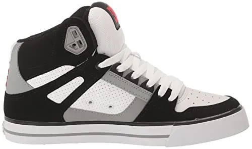 DC Men's Pure High Top Wc Skate Shoes Casual Sneakers, Black/White/RED, 10.5