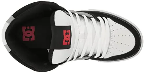 DC Men's Pure High Top Wc Skate Shoes Casual Sneakers, Black/White/RED, 10.5
