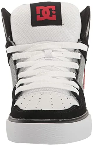 DC Men's Pure High Top Wc Skate Shoes Casual Sneakers, Black/White/RED, 10.5
