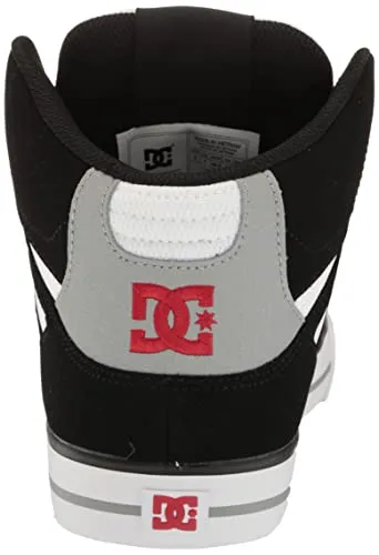 DC Men's Pure High Top Wc Skate Shoes Casual Sneakers, Black/White/RED, 10.5