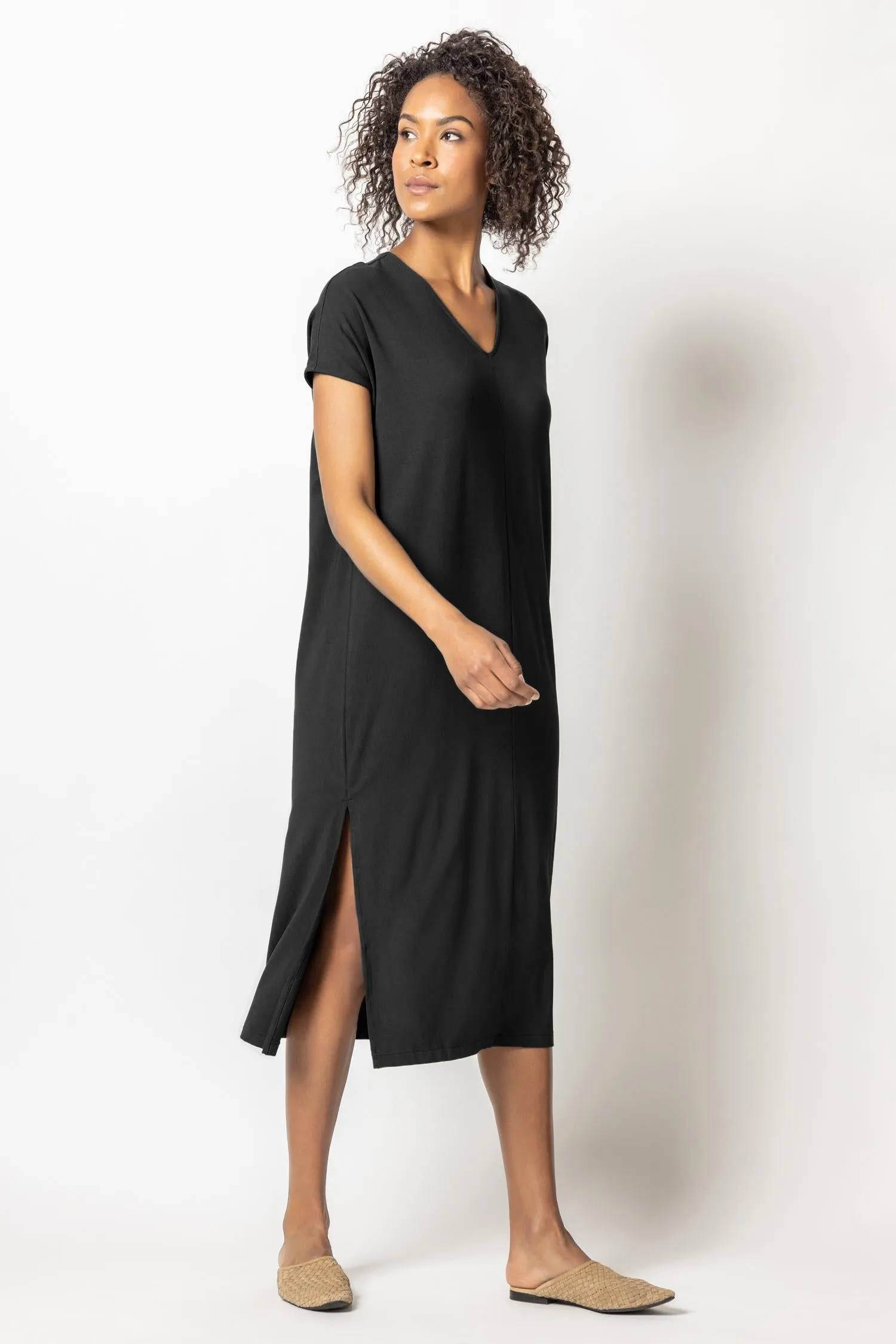 Double V-Neck Maxi Dress