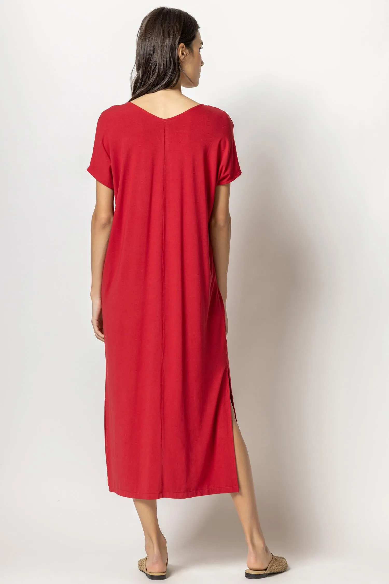 Double V-Neck Maxi Dress