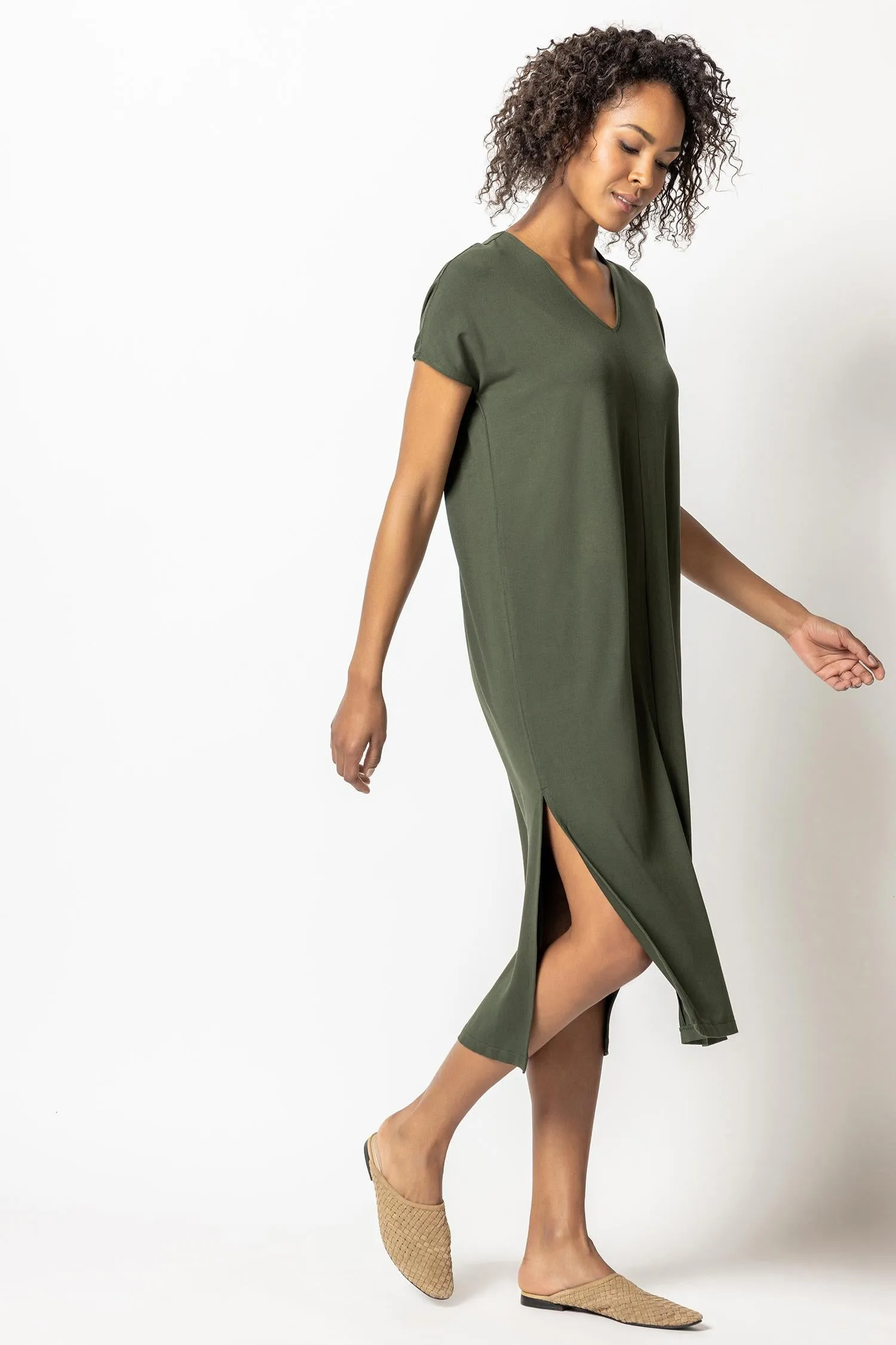 Double V-Neck Maxi Dress