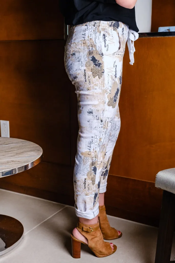 Harmony C'est La Vie Stretch Tie Waist Pant (PL177)
