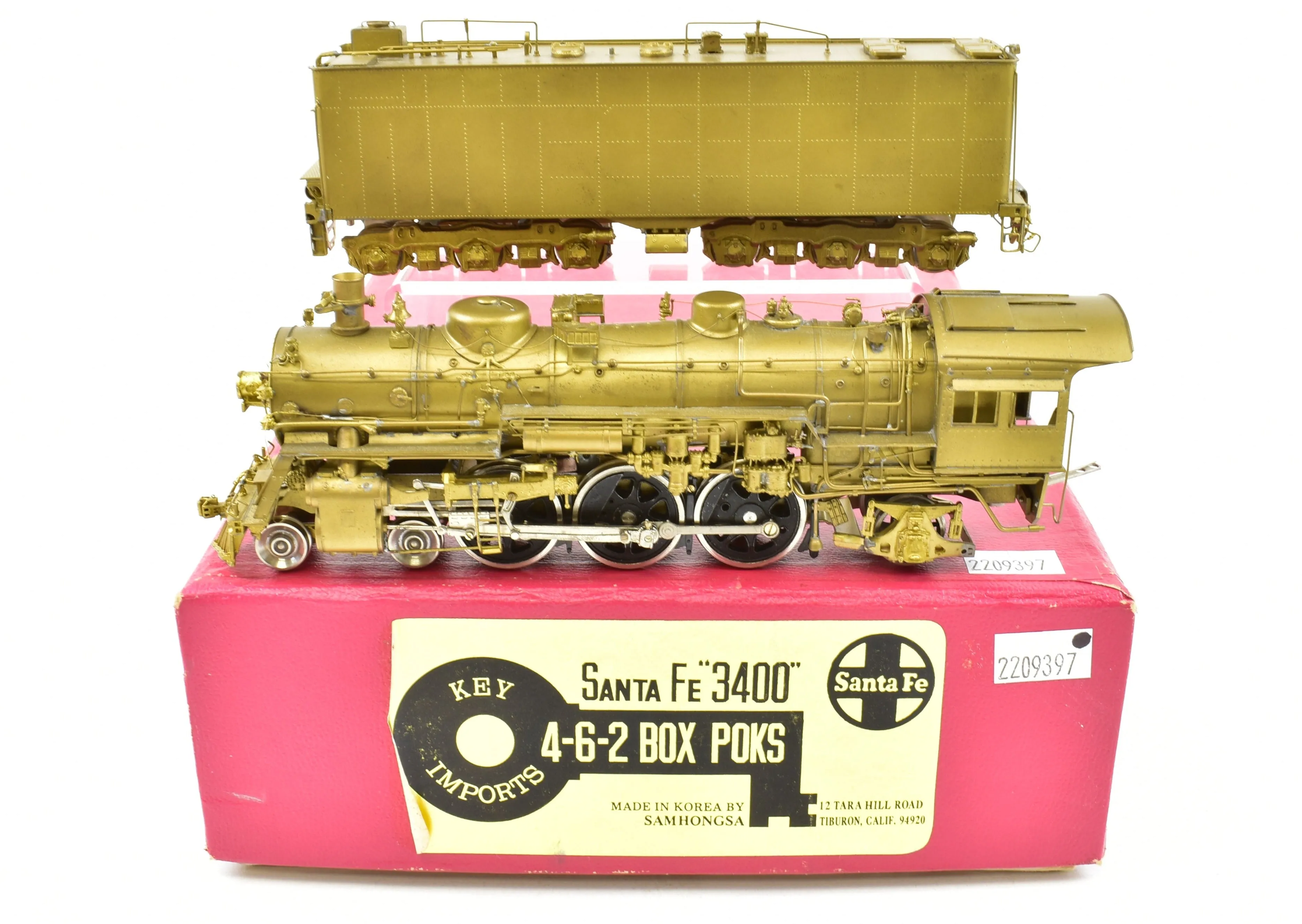 HO Brass Key Imports ATSF - Santa Fe 3400 4-6-2 Pacific with Box Poks Drivers
