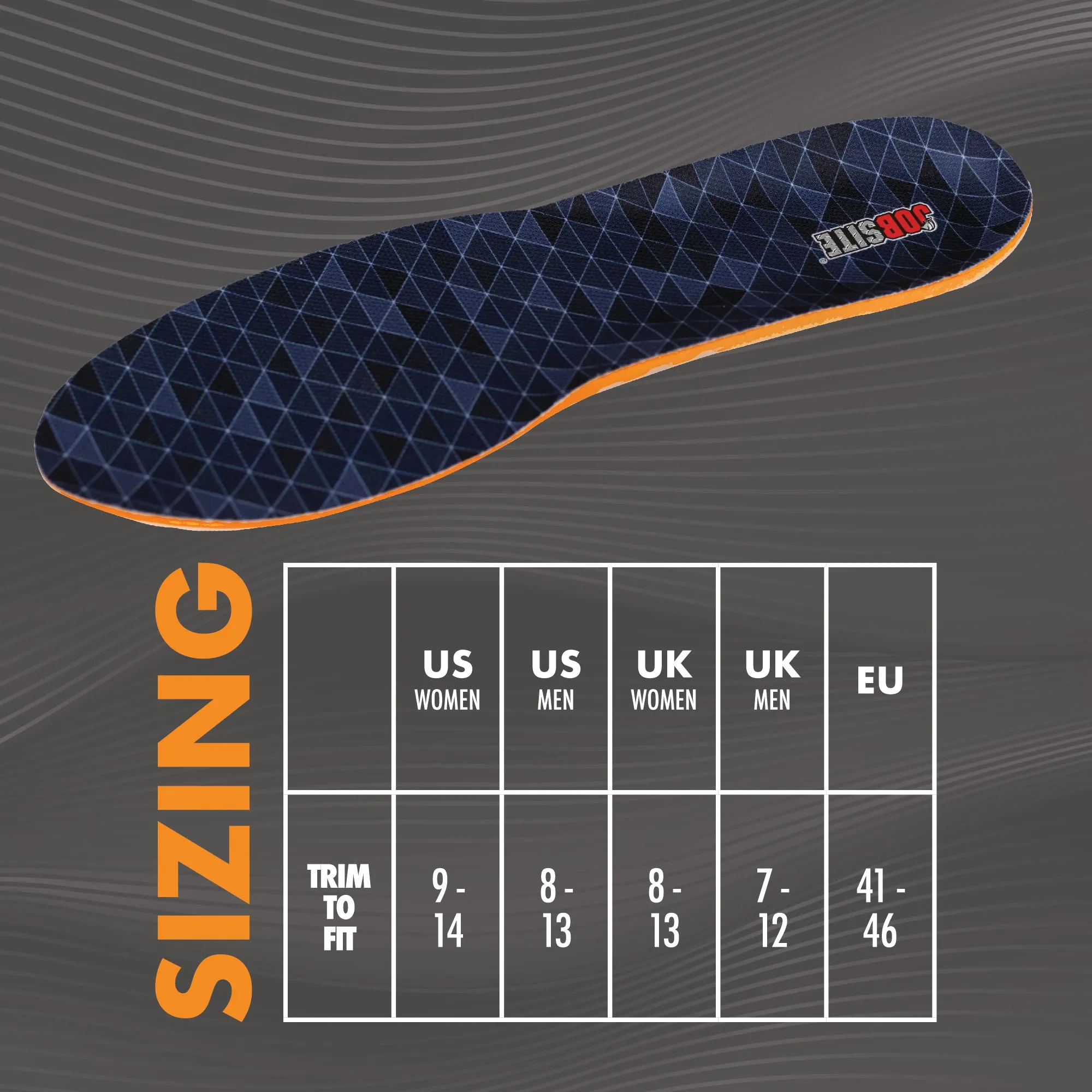 JobSite Gel Sport Insoles - Gel Heel & Metatarsal Shock Pad - US Men 8-13 Women 9-14 (Trim to Fit)