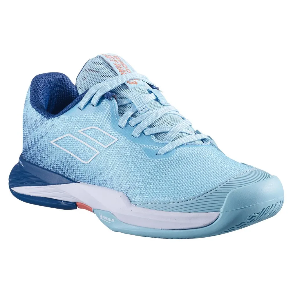 Juniors` Jet Mach 3 All Court Tennis Shoes White and Deep Dive Blue