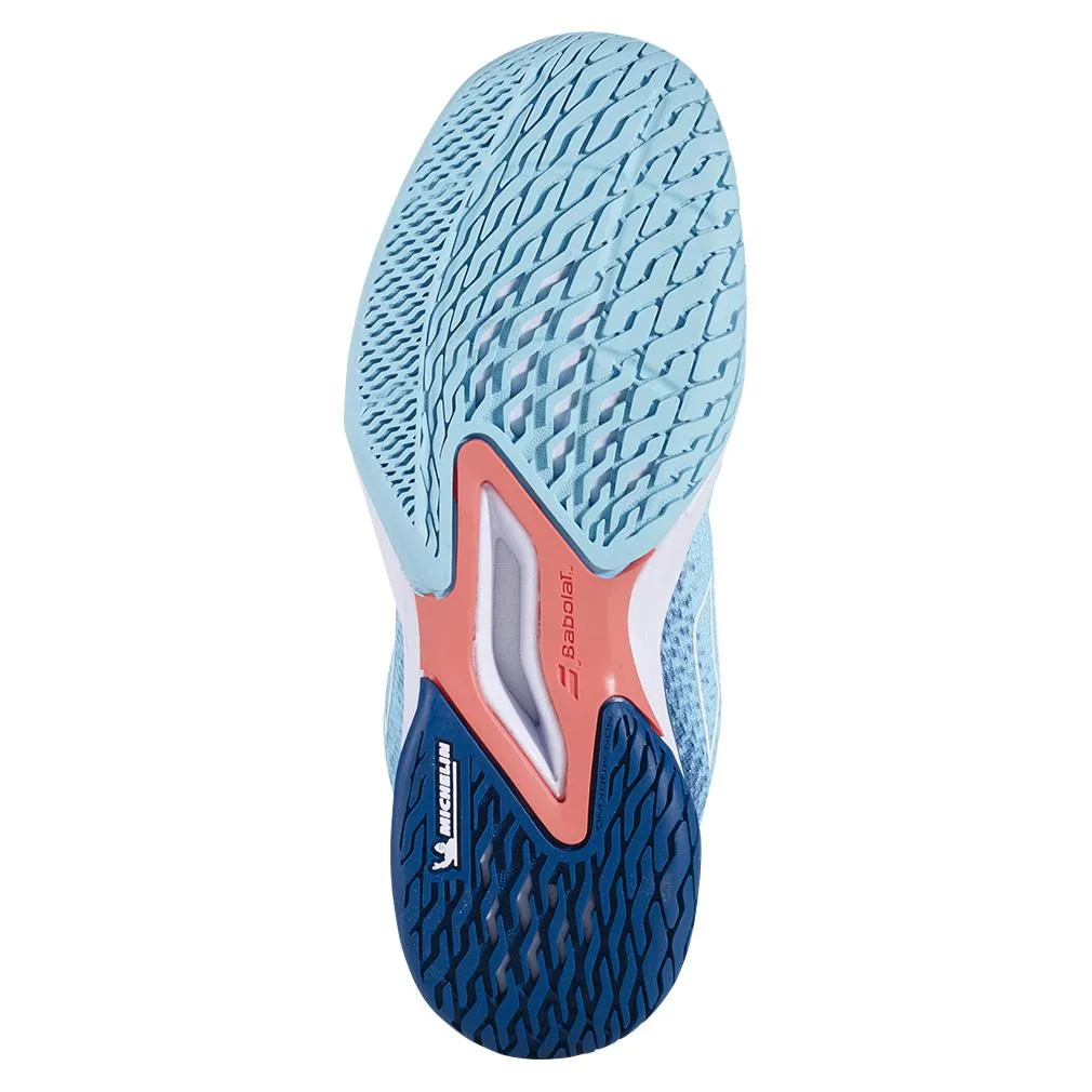 Juniors` Jet Mach 3 All Court Tennis Shoes White and Deep Dive Blue