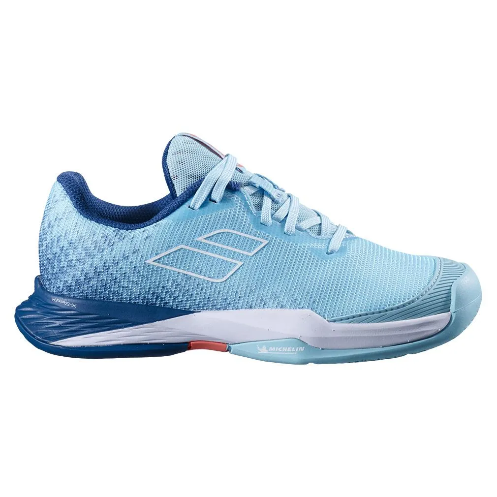 Juniors` Jet Mach 3 All Court Tennis Shoes White and Deep Dive Blue