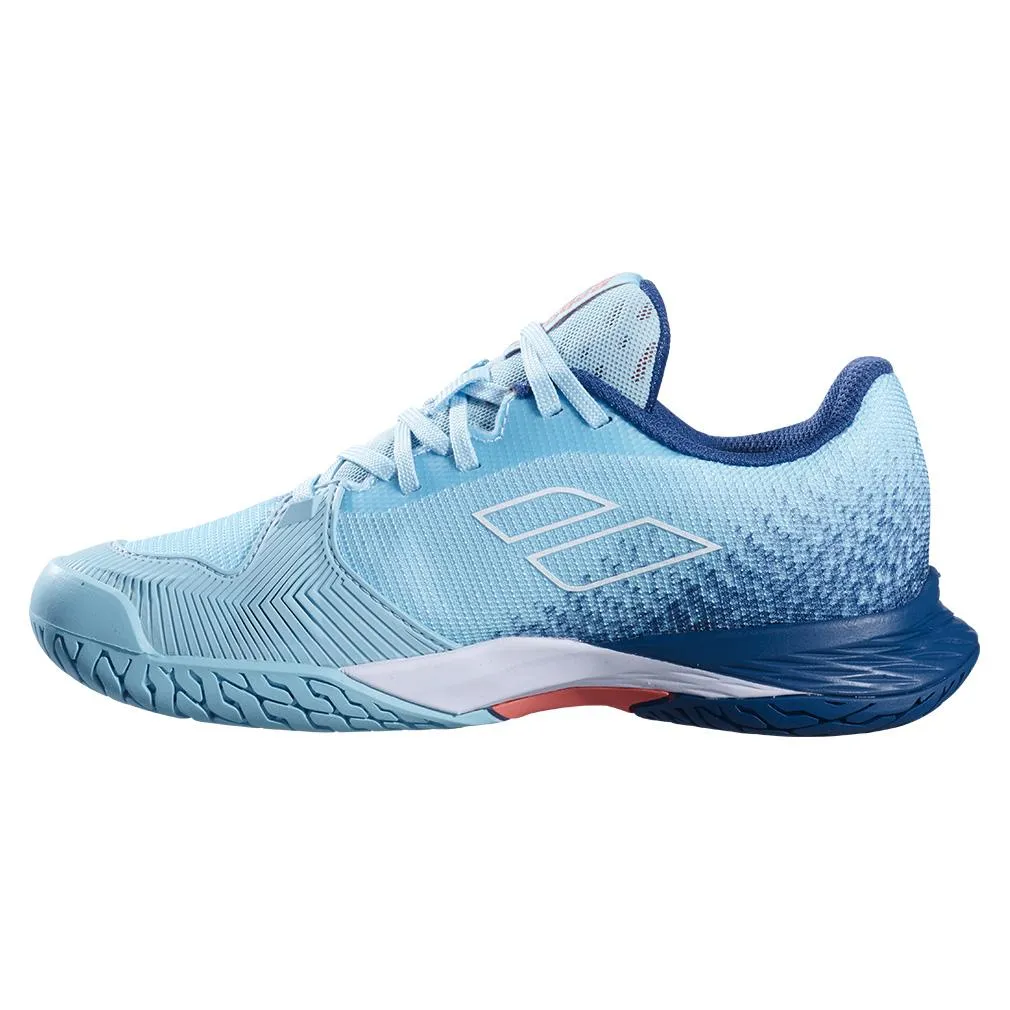 Juniors` Jet Mach 3 All Court Tennis Shoes White and Deep Dive Blue