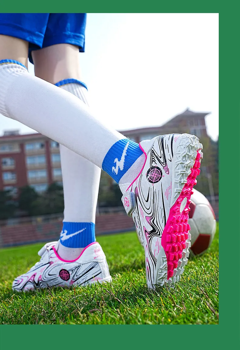 Kids' Soccer Shoes, Magic Tape, Long Studs, Professional Training
