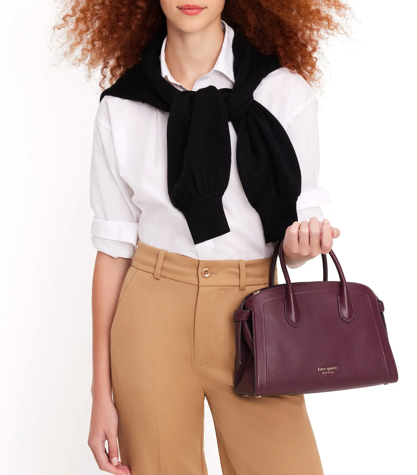 Knott Medium Zip-Top Satchel Deep Cherry