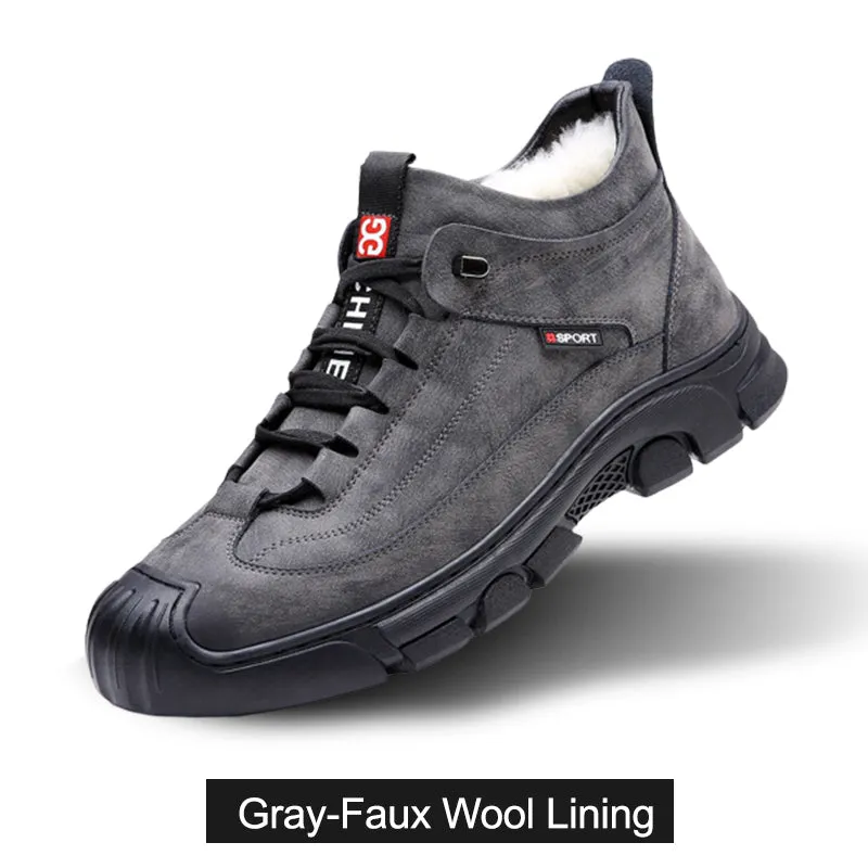 🔥Last Day Sale 50% OFF🎁Men's Faux Wool Lining Leather Sneaker