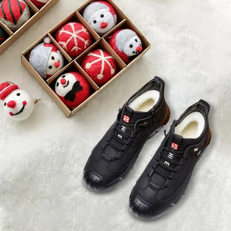 🔥Last Day Sale 50% OFF🎁Men's Faux Wool Lining Leather Sneaker